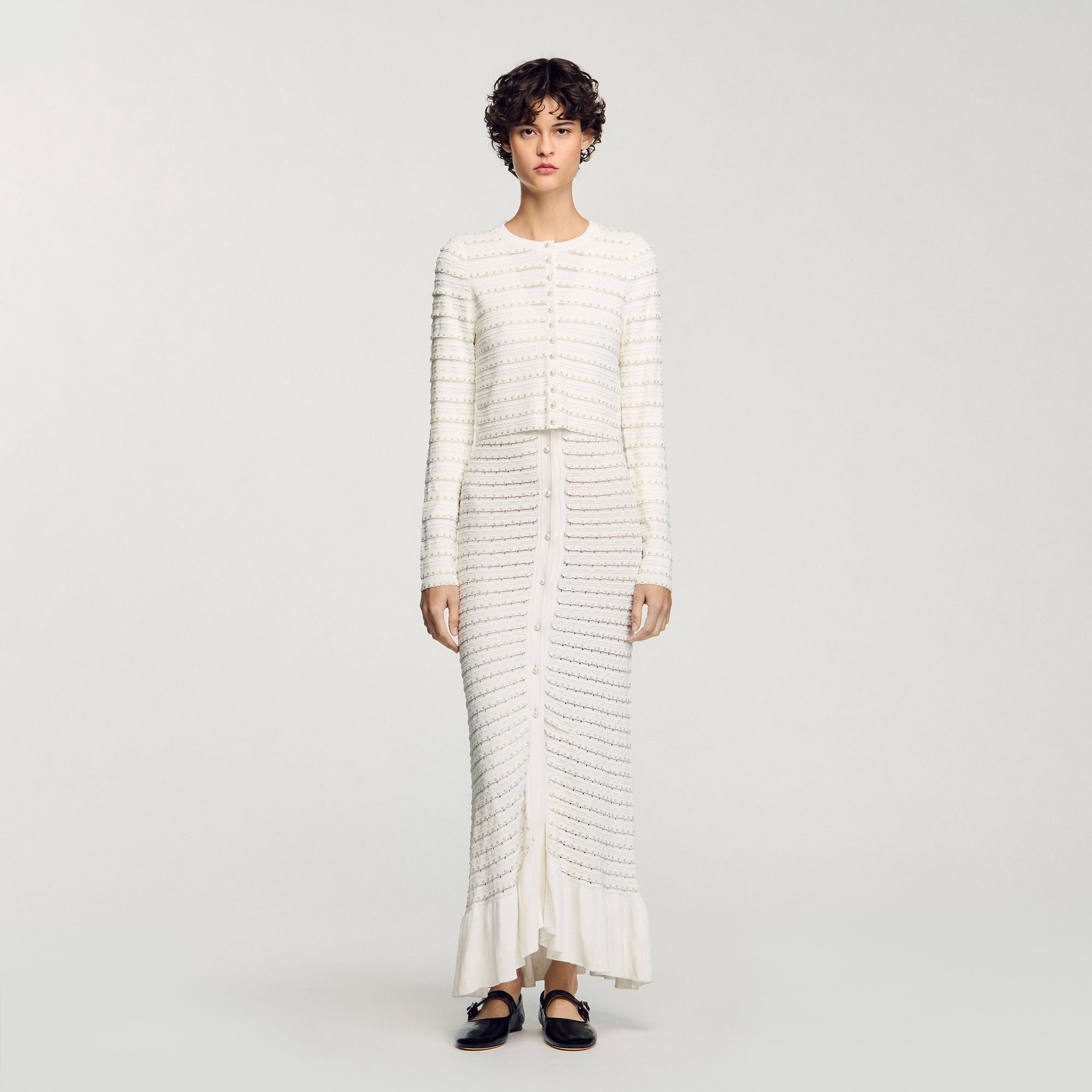 Sandro Women Cropped cardigan with pearl buttons