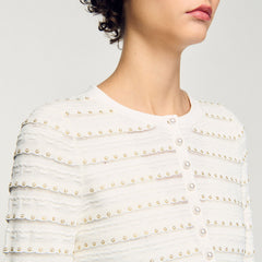 Sandro Women Cropped cardigan with pearl buttons