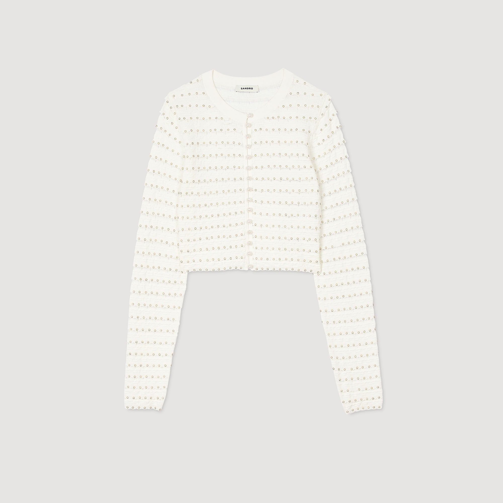Sandro Women Cropped cardigan with pearl buttons