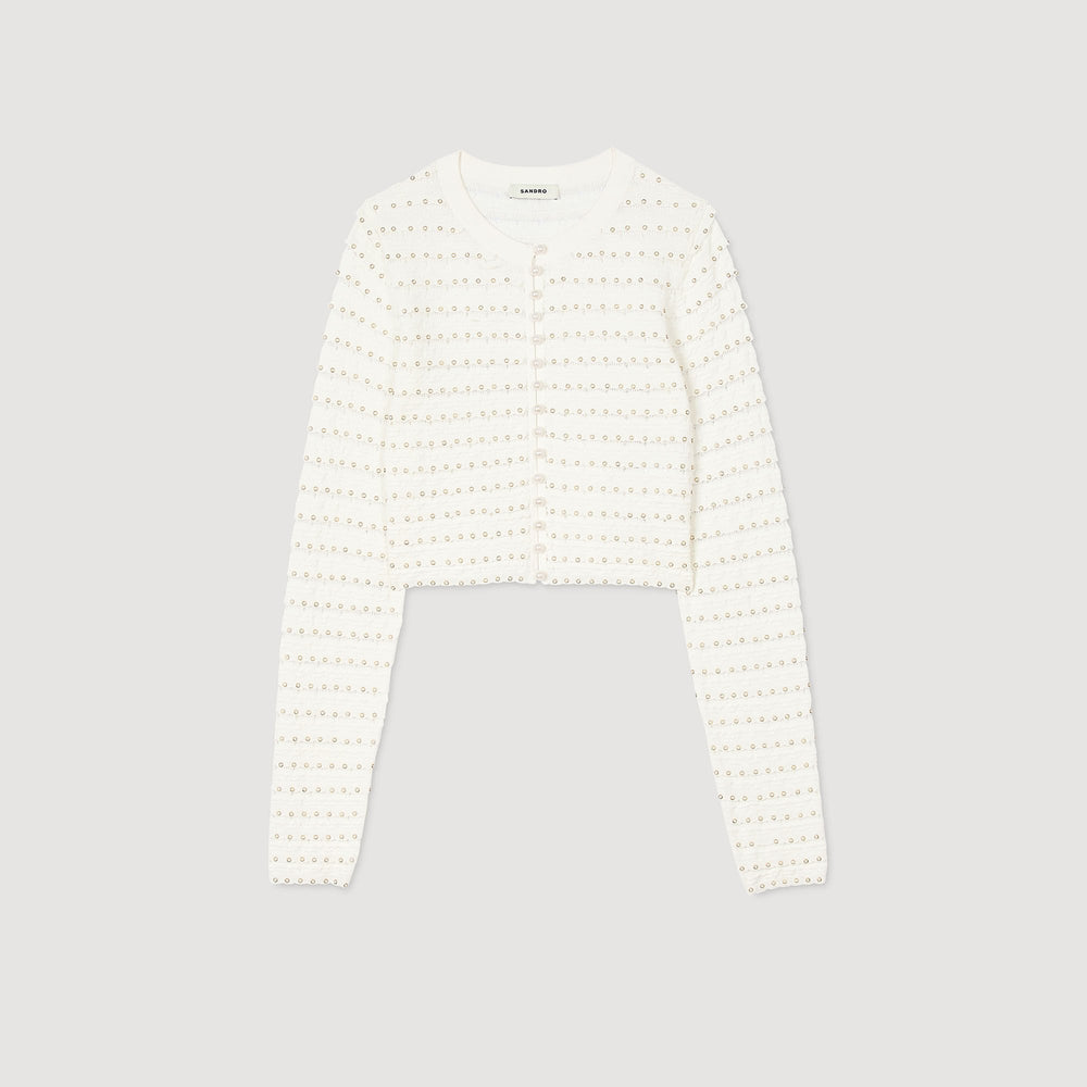 Sandro Women Cropped cardigan with pearl buttons