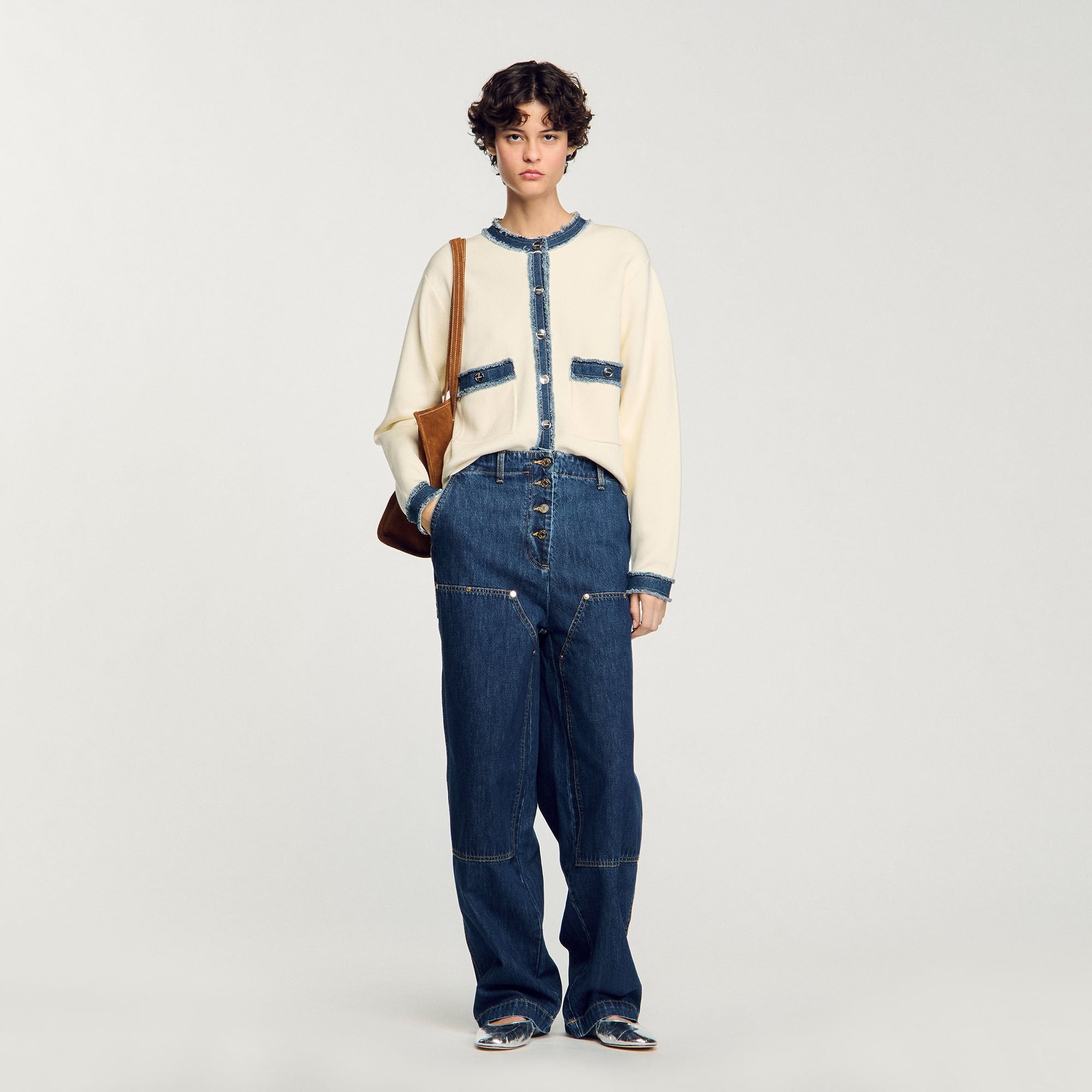 Sandro Women Cardigan with denim details