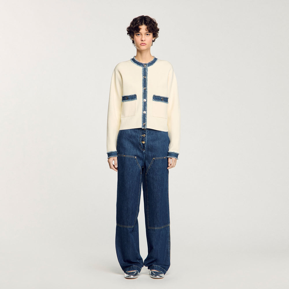Sandro Women Cardigan with denim details