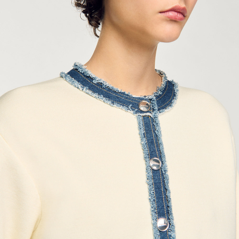 Sandro Women Cardigan with denim details