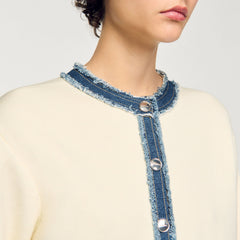 Sandro Women Cardigan with denim details