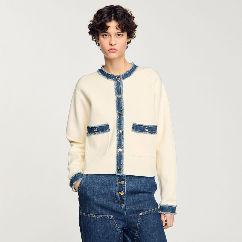Sandro Women Cardigan with denim details