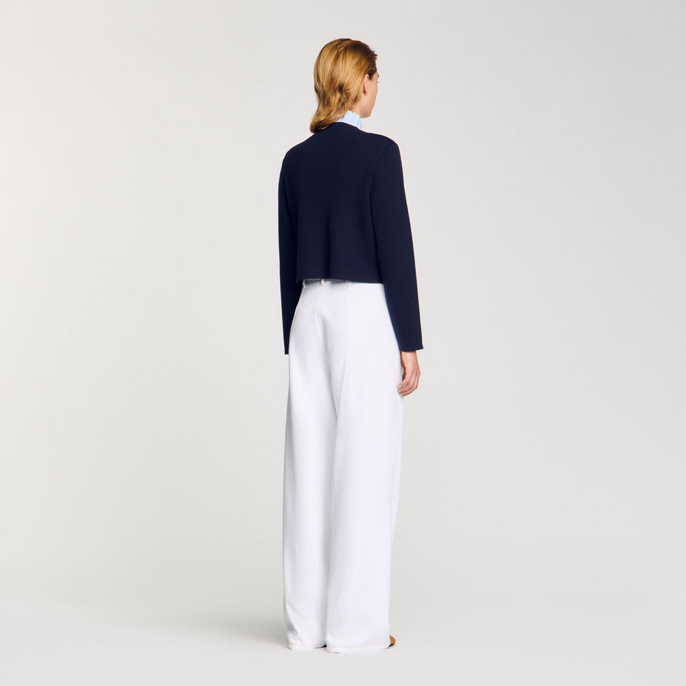 Sandro Women Cardigan with removable ruffled collar