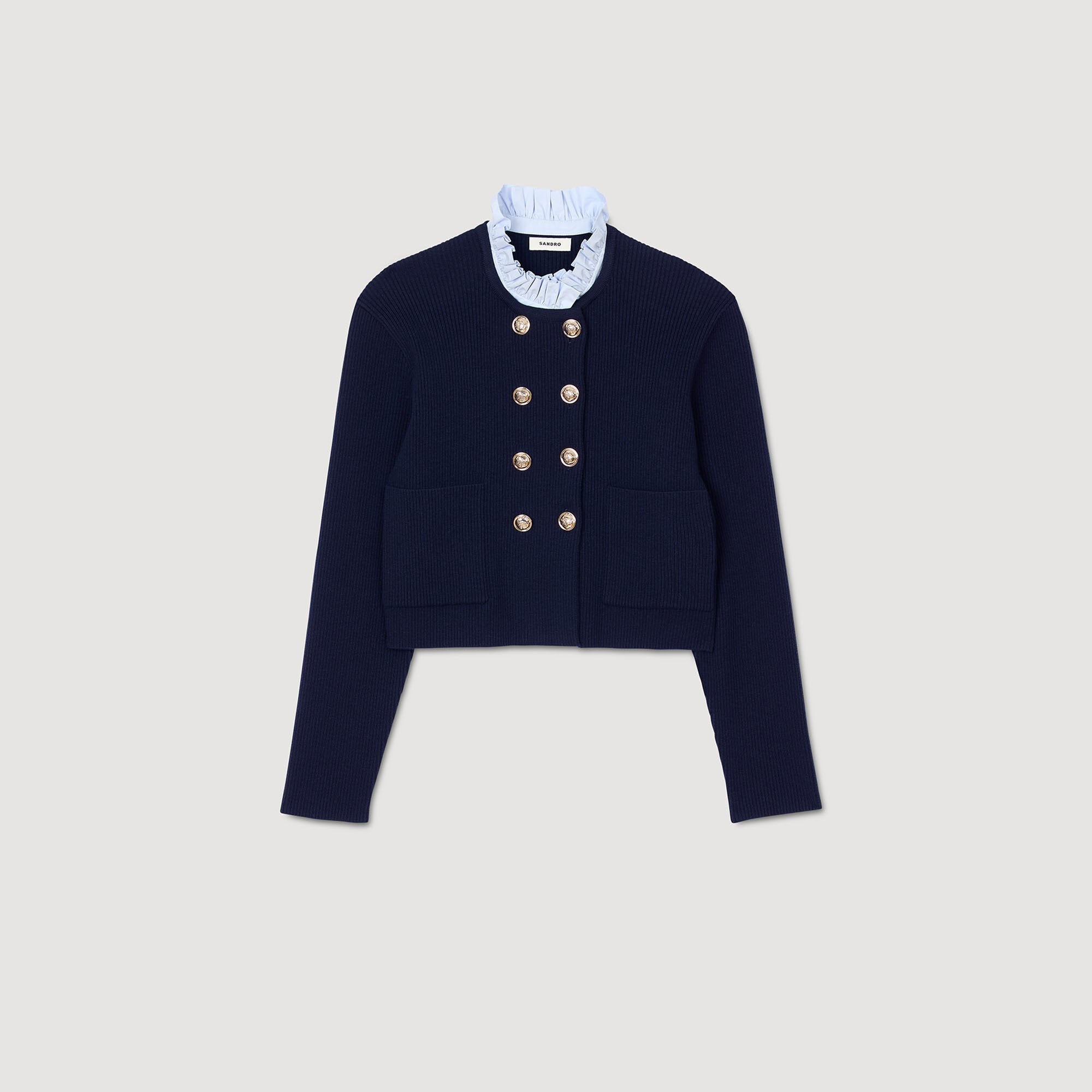Sandro Women Cardigan with removable ruffled collar