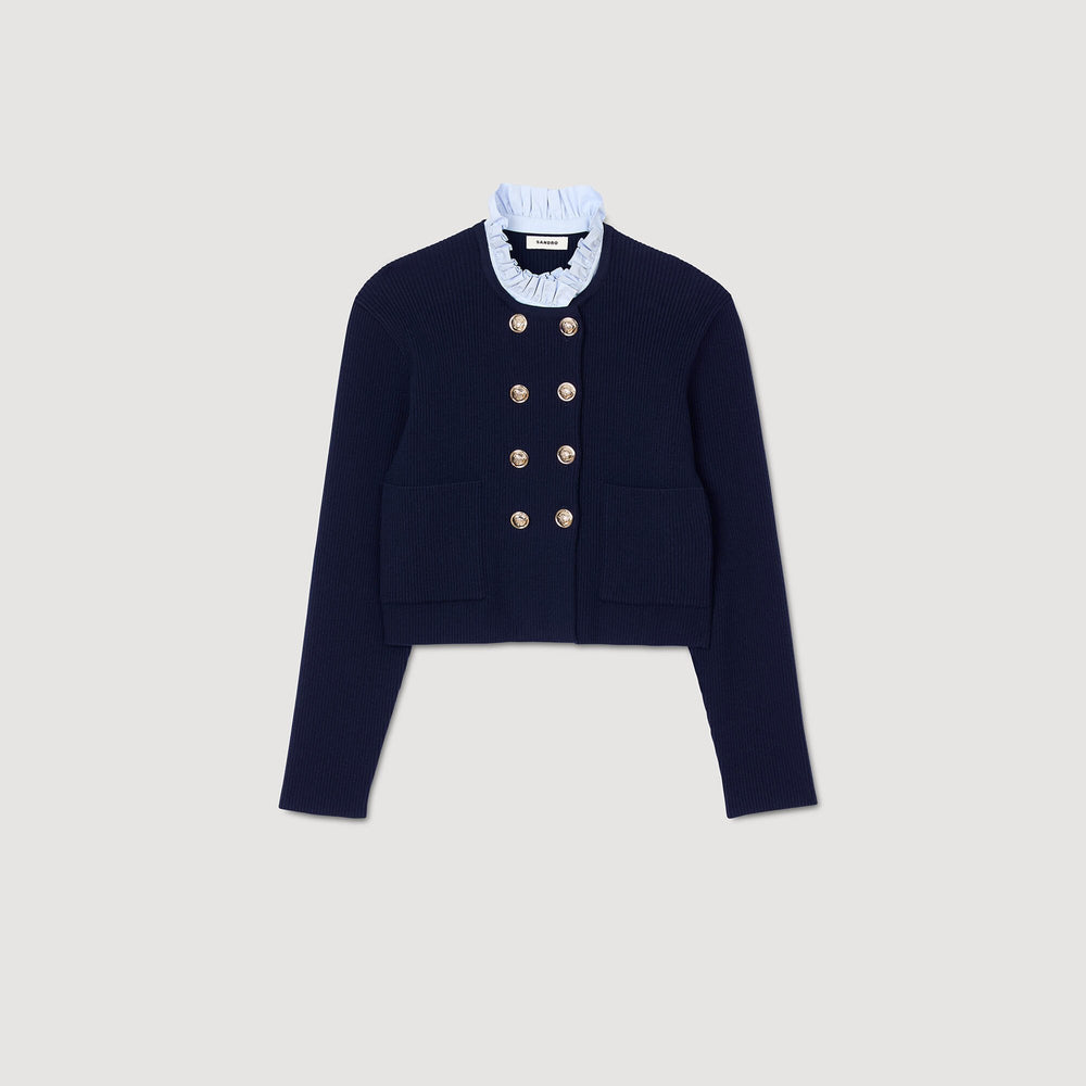 Sandro Women Cardigan with removable ruffled collar