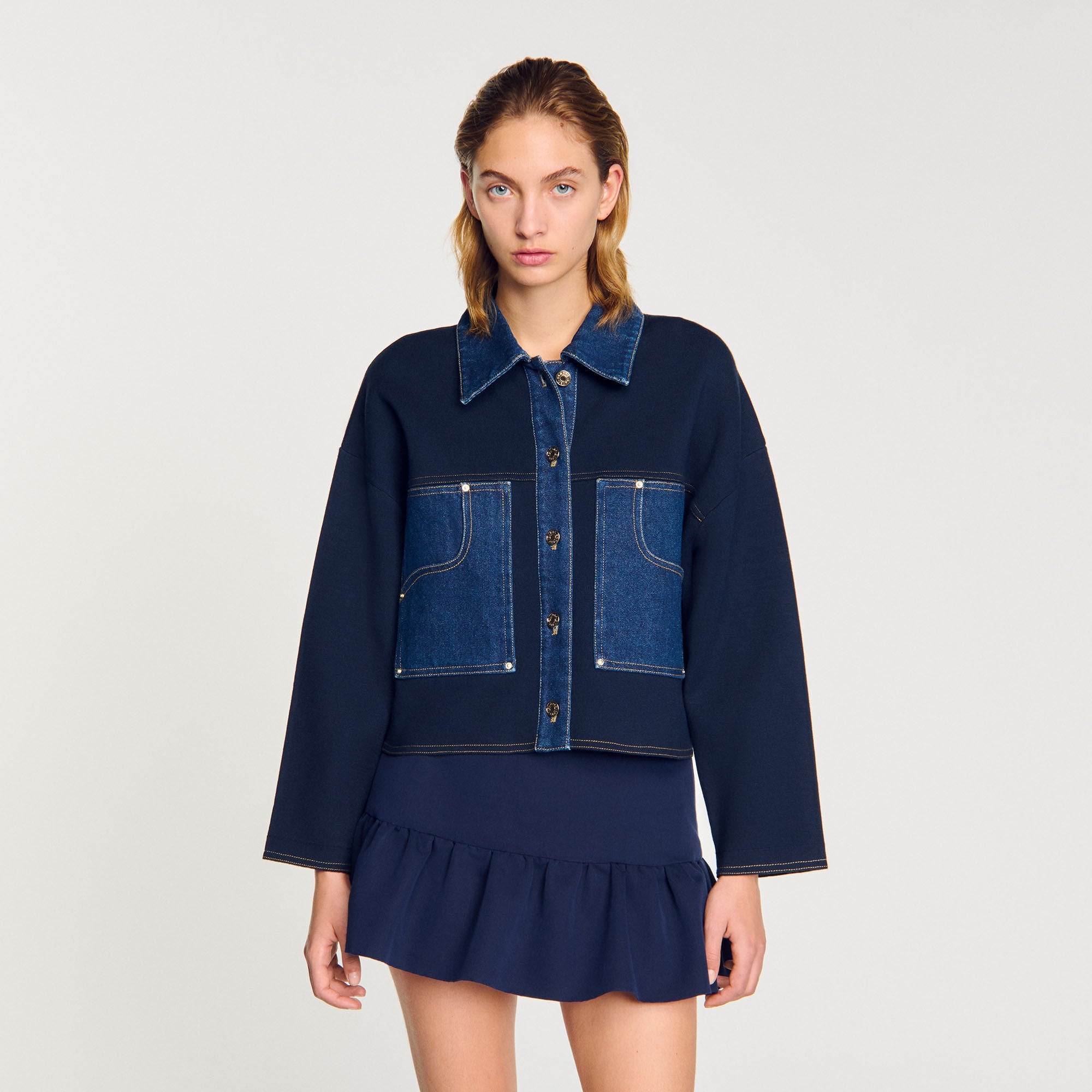 Sandro Women Denim detail cardigan
