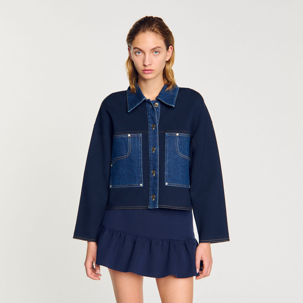 Sandro Women Denim detail cardigan