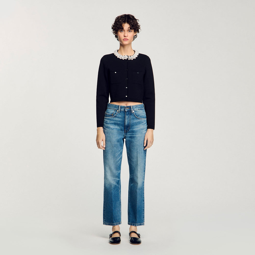 Sandro Women Cardigan with beaded collar