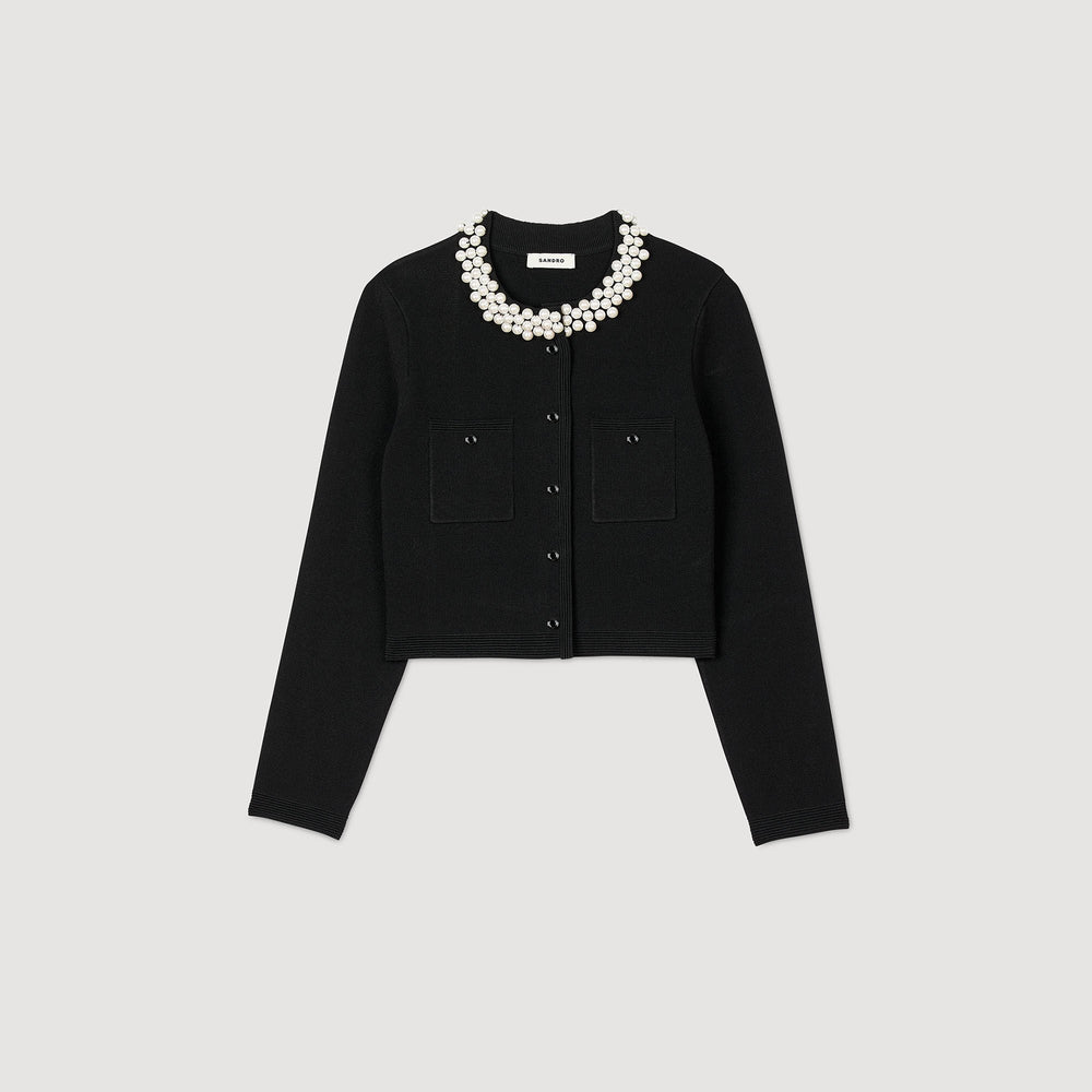 Sandro Women Cardigan with beaded collar