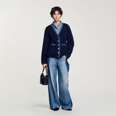 Sandro Women Cardigan with denim details