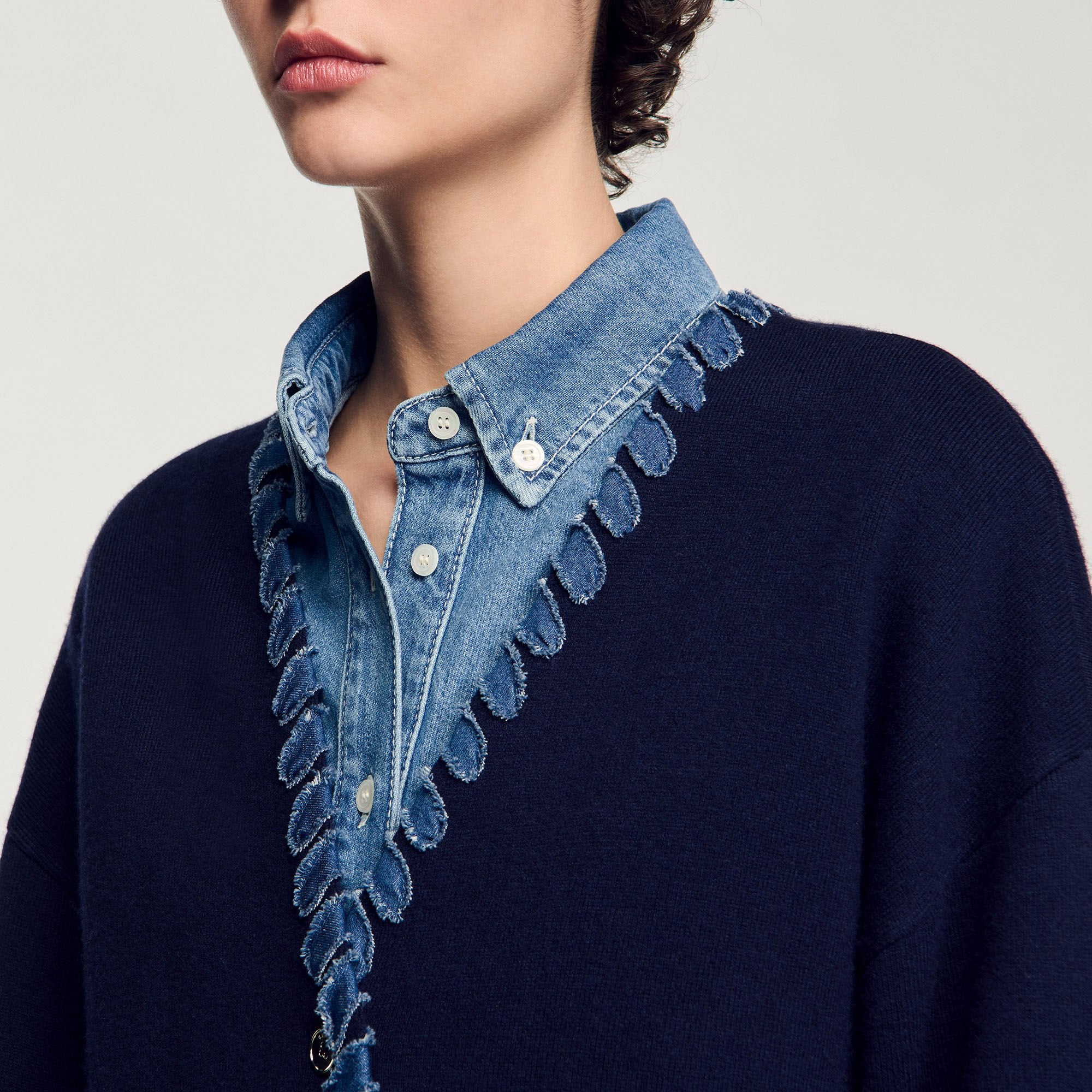 Sandro Women Cardigan with denim details