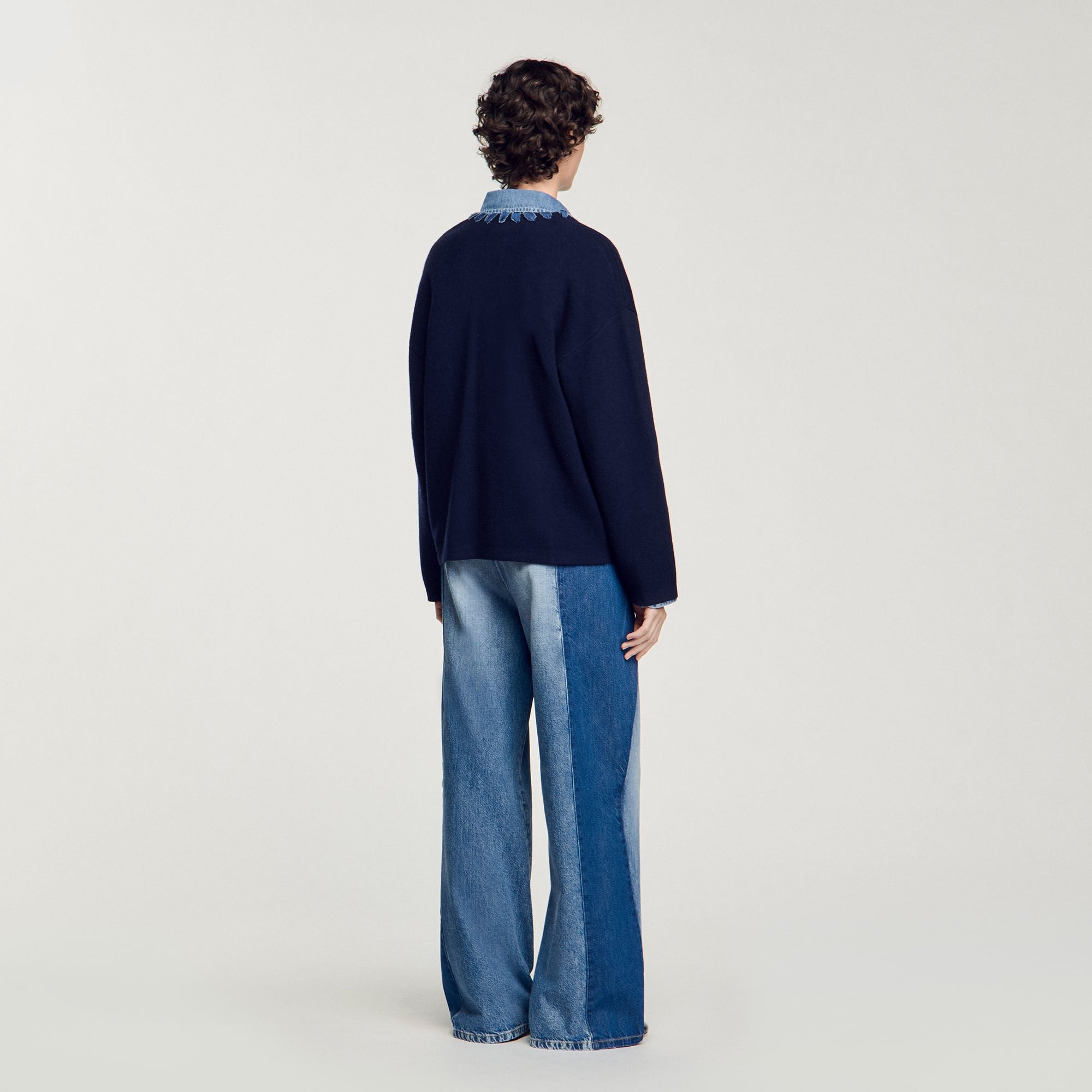 Sandro Women Cardigan with denim details