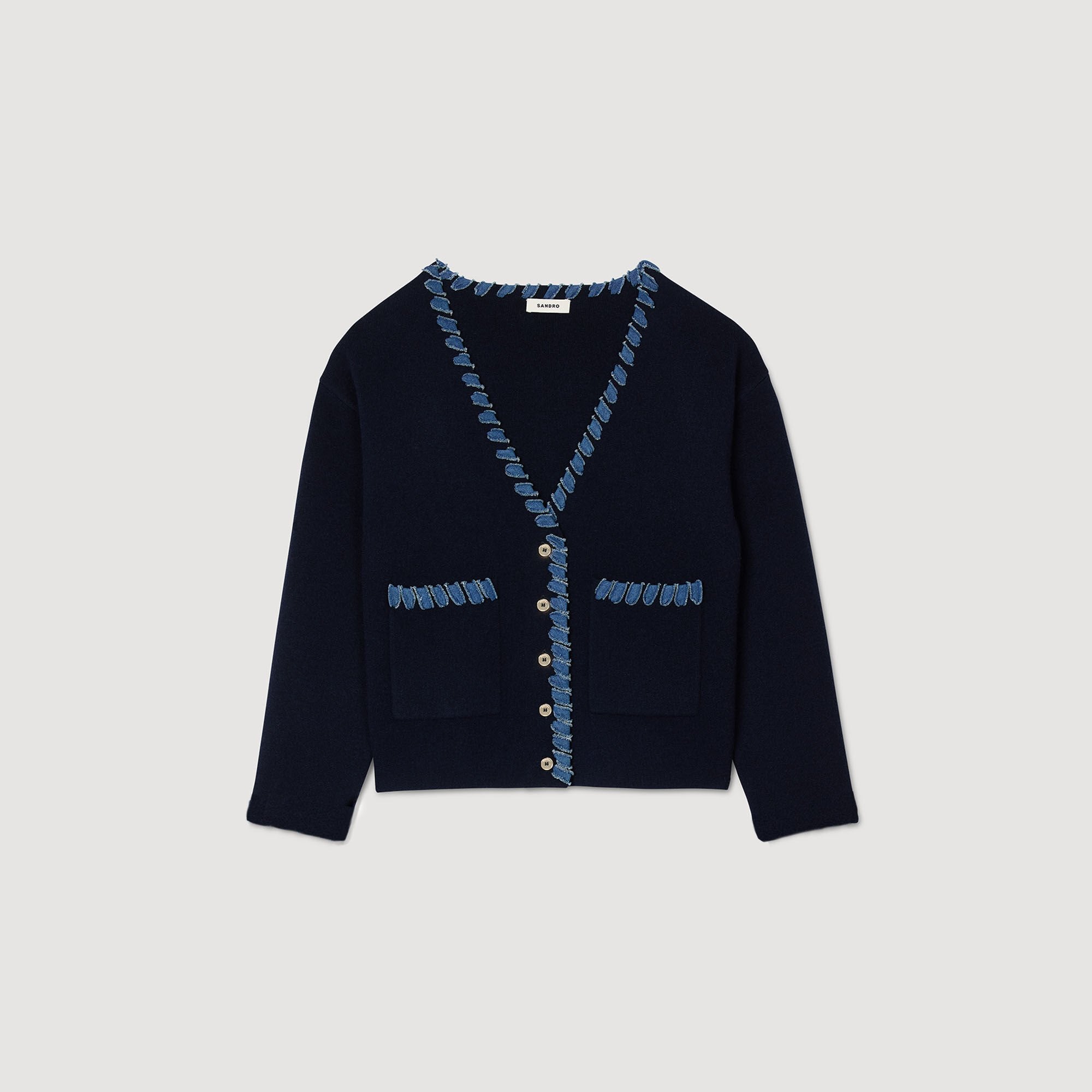 Sandro Women Cardigan with denim details