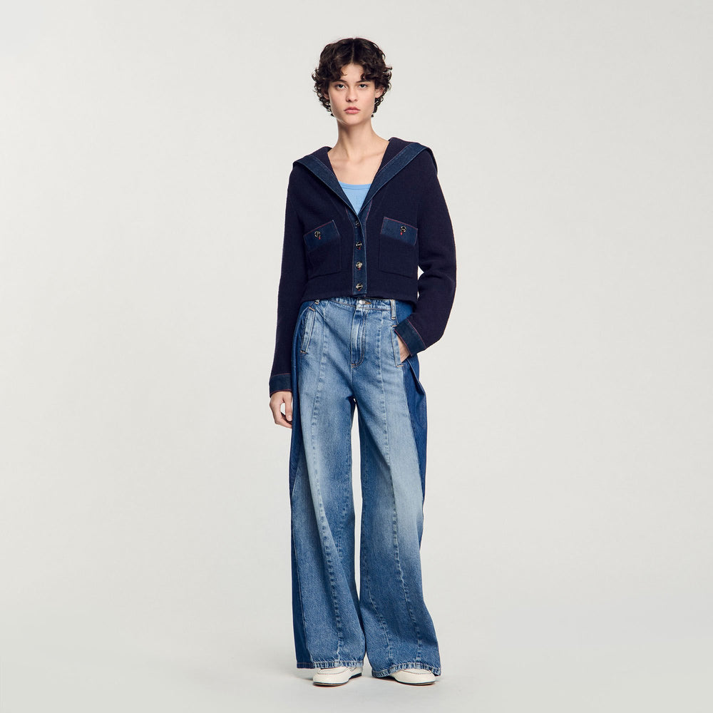 Sandro Women Cardigan with denim details