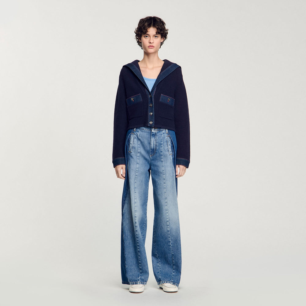 Sandro Women Cardigan with denim details