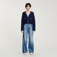 Sandro Women Cardigan with denim details