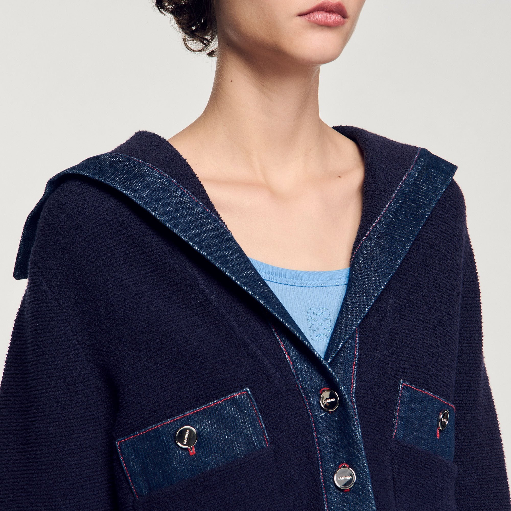 Sandro Women Cardigan with denim details