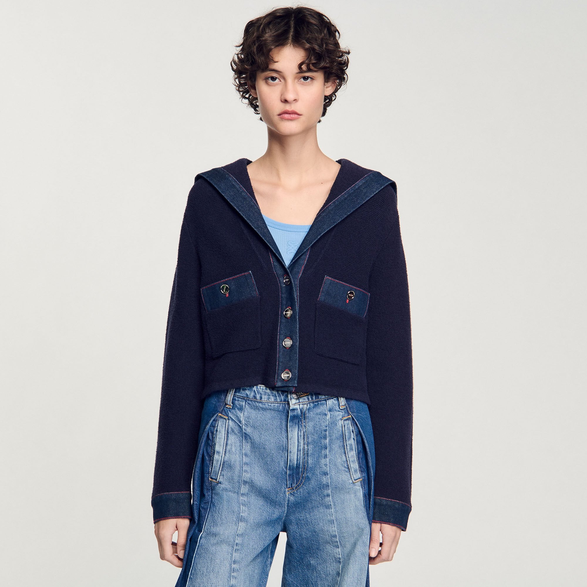 Sandro Women Cardigan with denim details