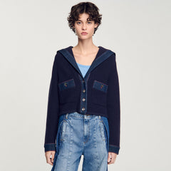 Sandro Women Cardigan with denim details