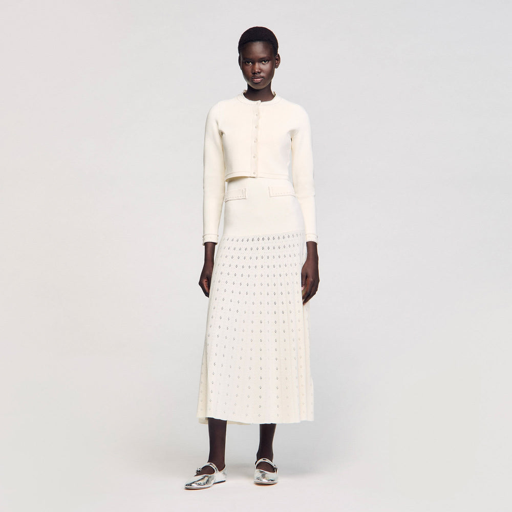 Sandro Women Cropped cardigan with pearl buttons