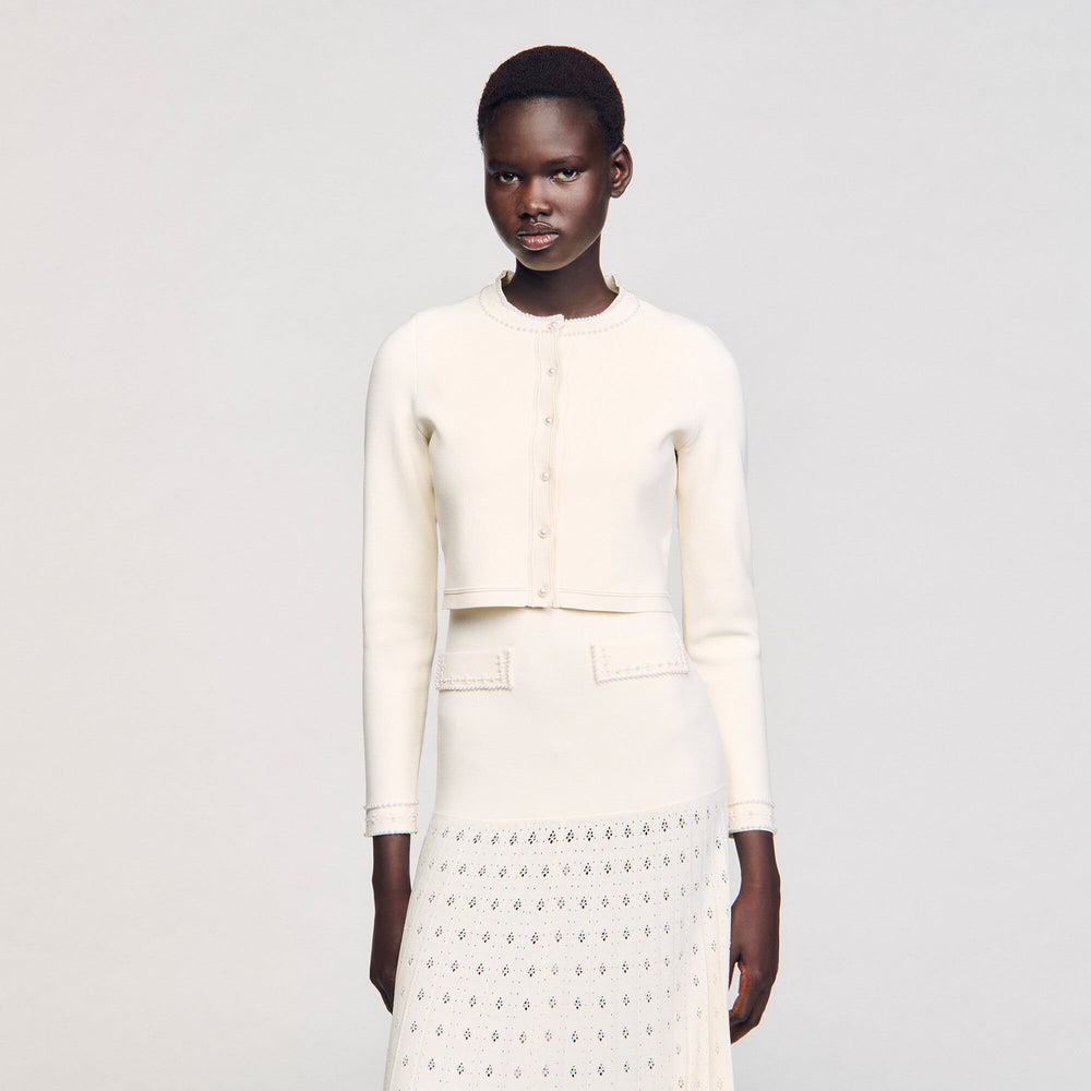 Sandro Women Cropped cardigan with pearl buttons