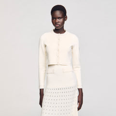 Sandro Women Cropped cardigan with pearl buttons
