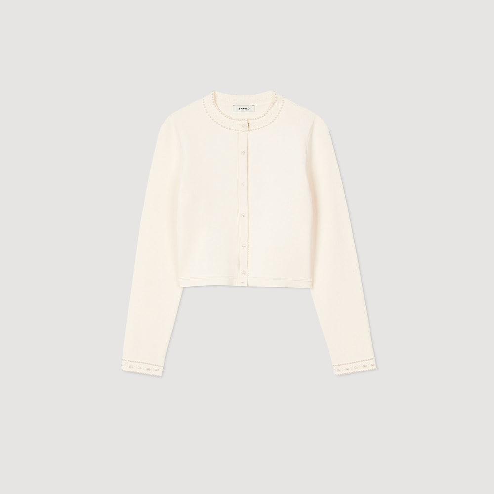 Sandro Women Cropped cardigan with pearl buttons