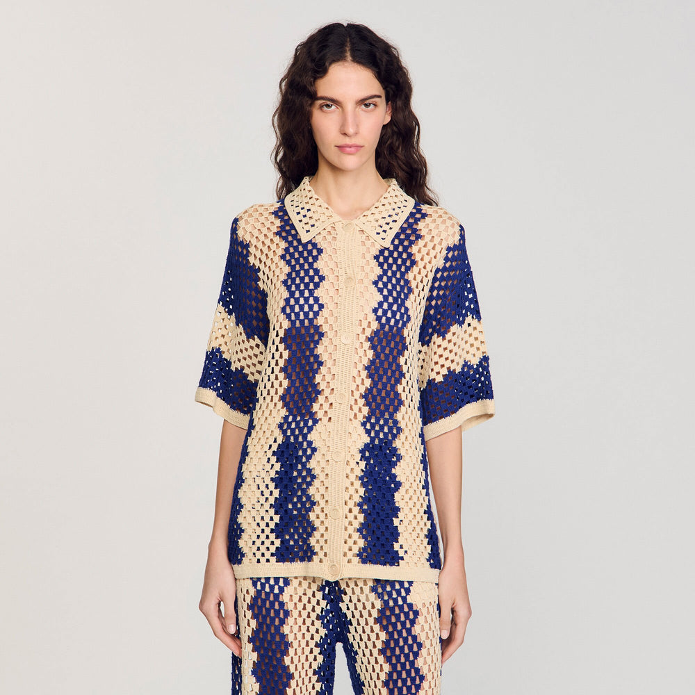Sandro Women Two-tone knit cardigan
