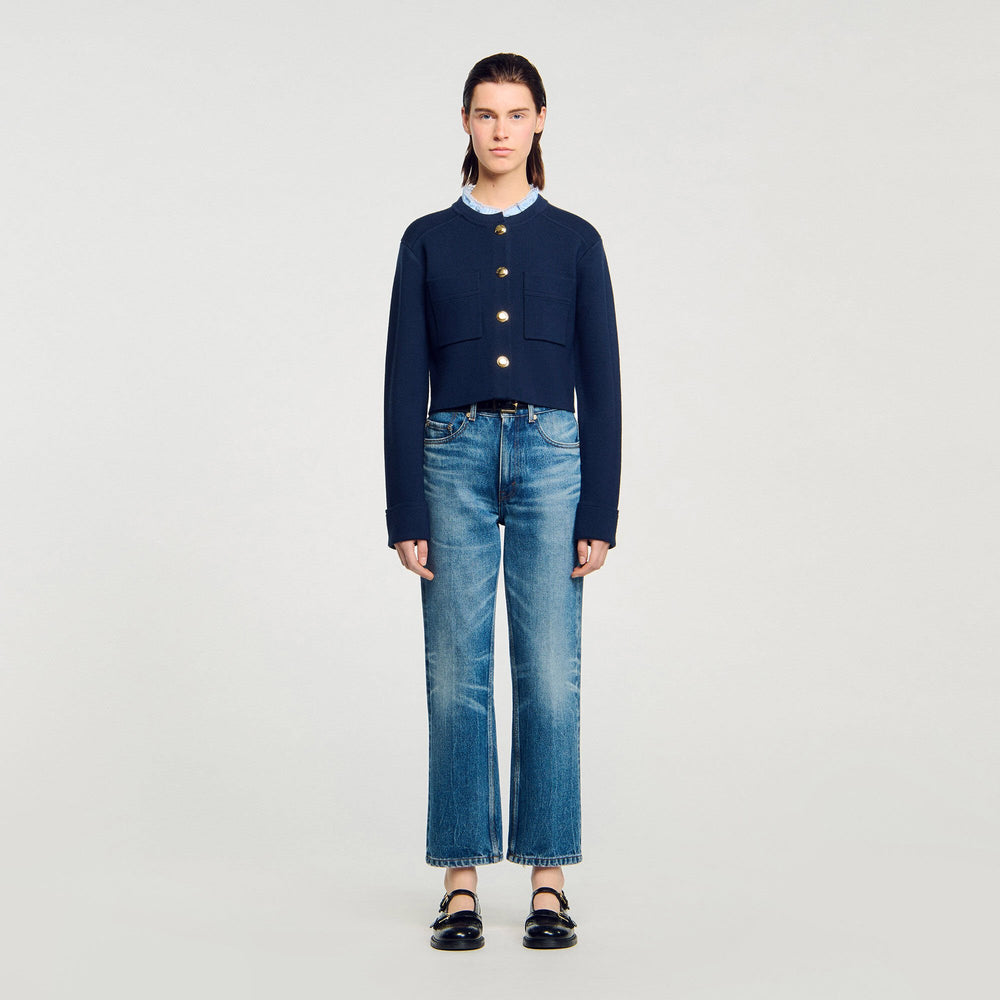 Sandro Women Cardigan with ruffle collar