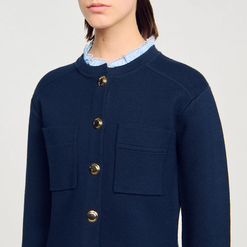 Sandro Women Cardigan with ruffle collar