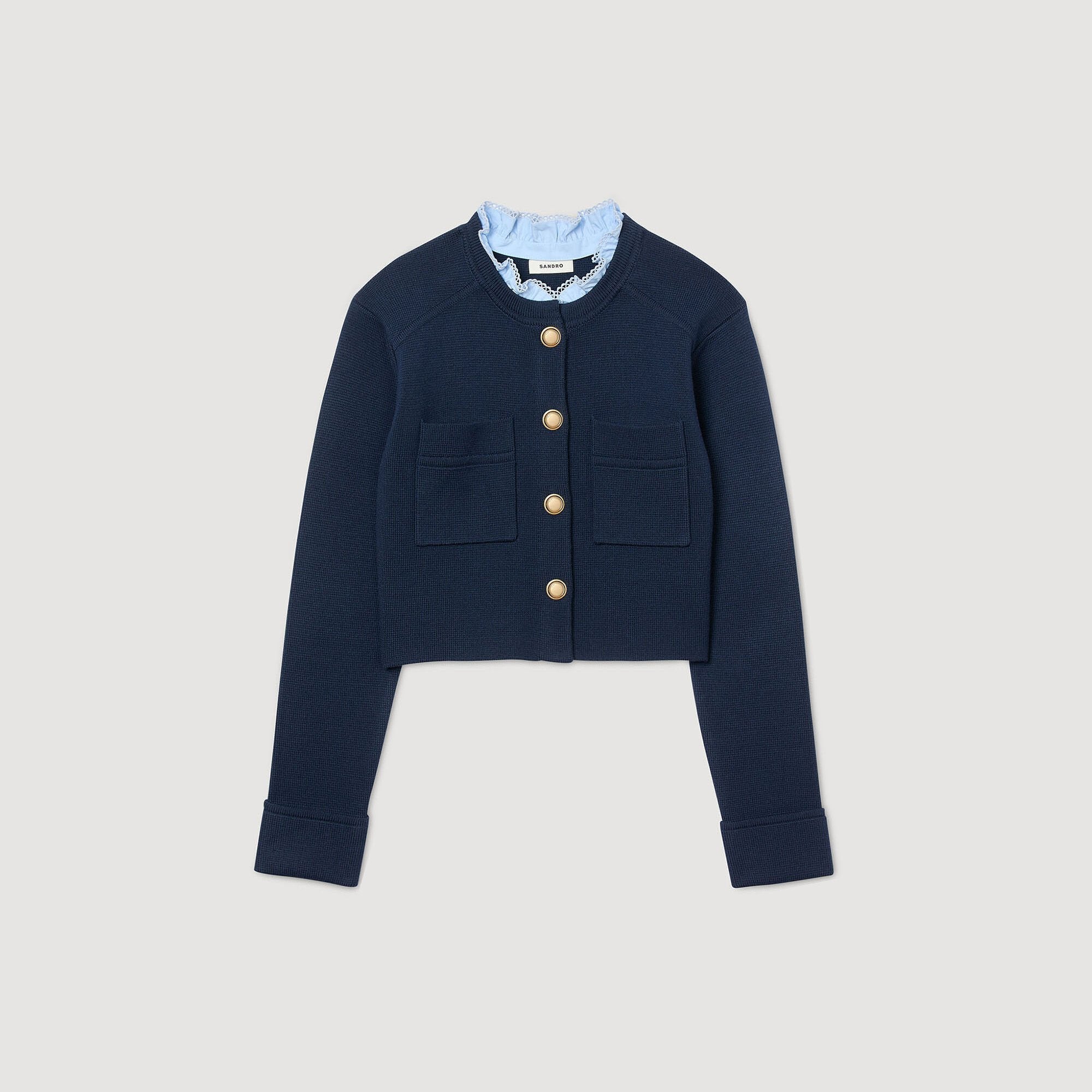Sandro Women Cardigan with ruffle collar