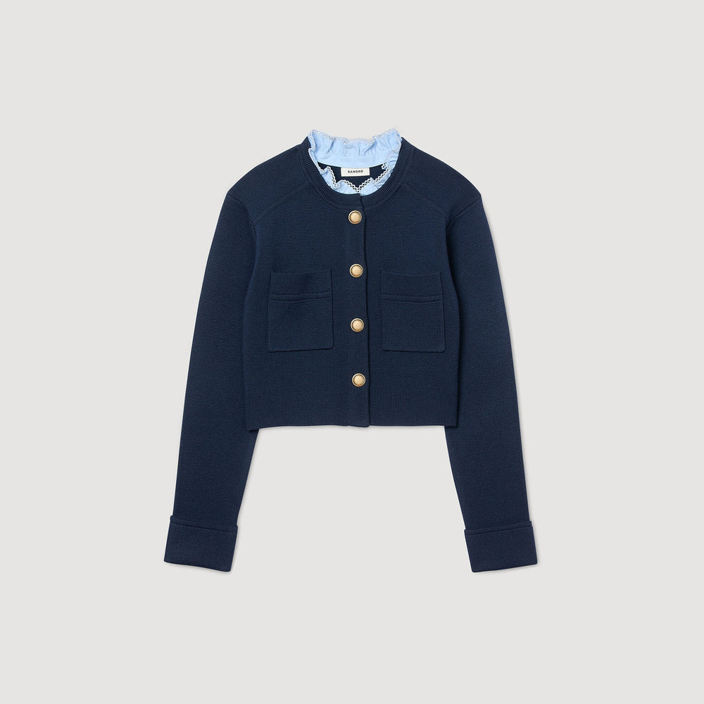 Sandro Women Cardigan with ruffle collar