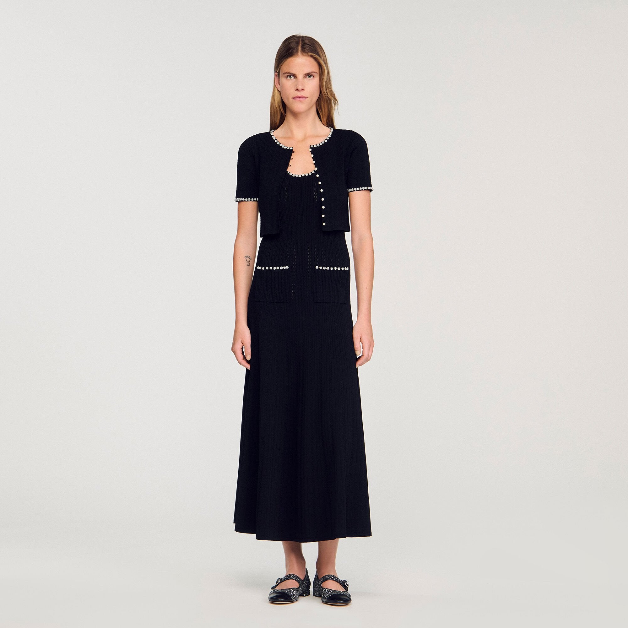 Sandro Women Cropped beaded cardigan