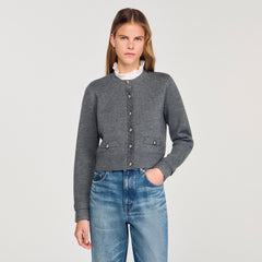 Sandro Women Cardigan with detachable ruffle collar