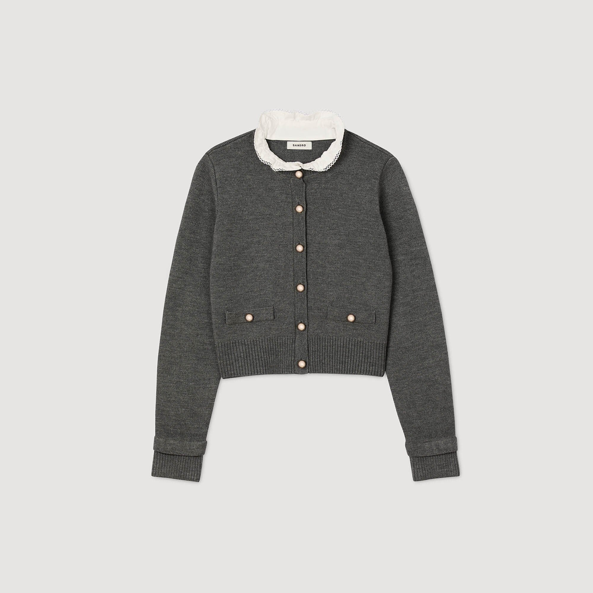 Sandro Women Cardigan with detachable ruffle collar