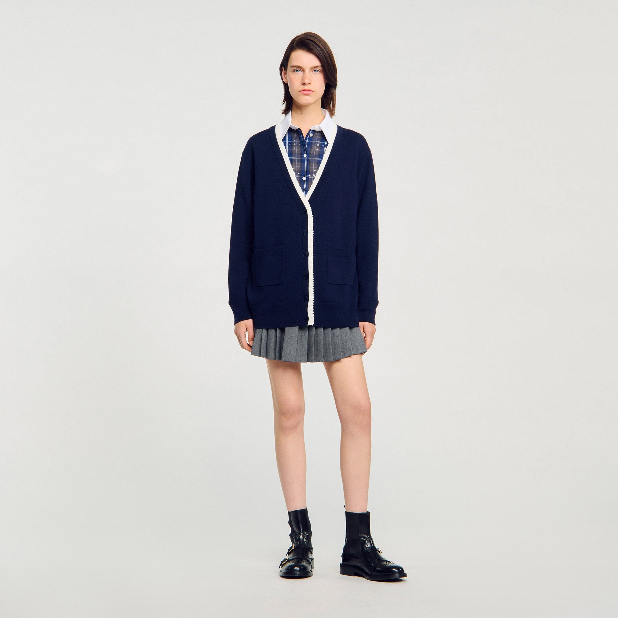 Sandro Women Long two-tone cardigan