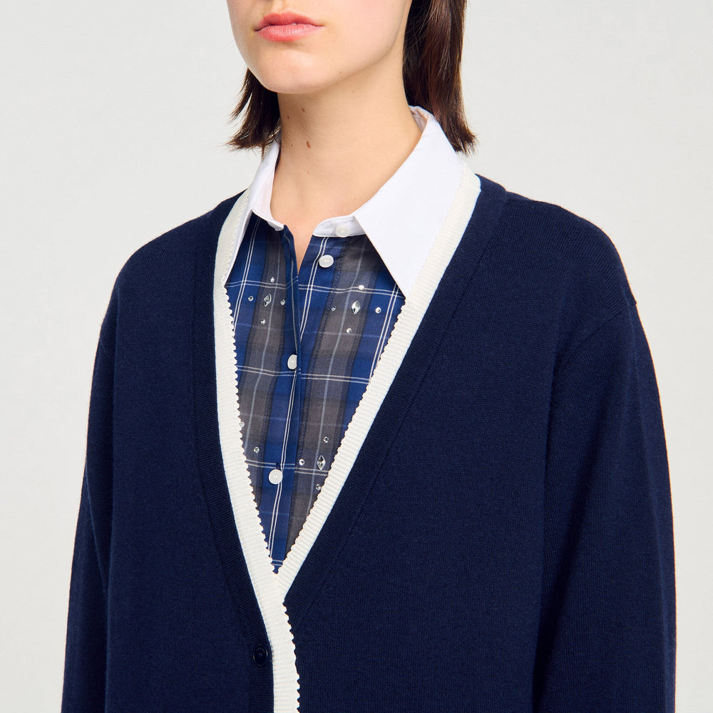 Sandro Women Long two-tone cardigan