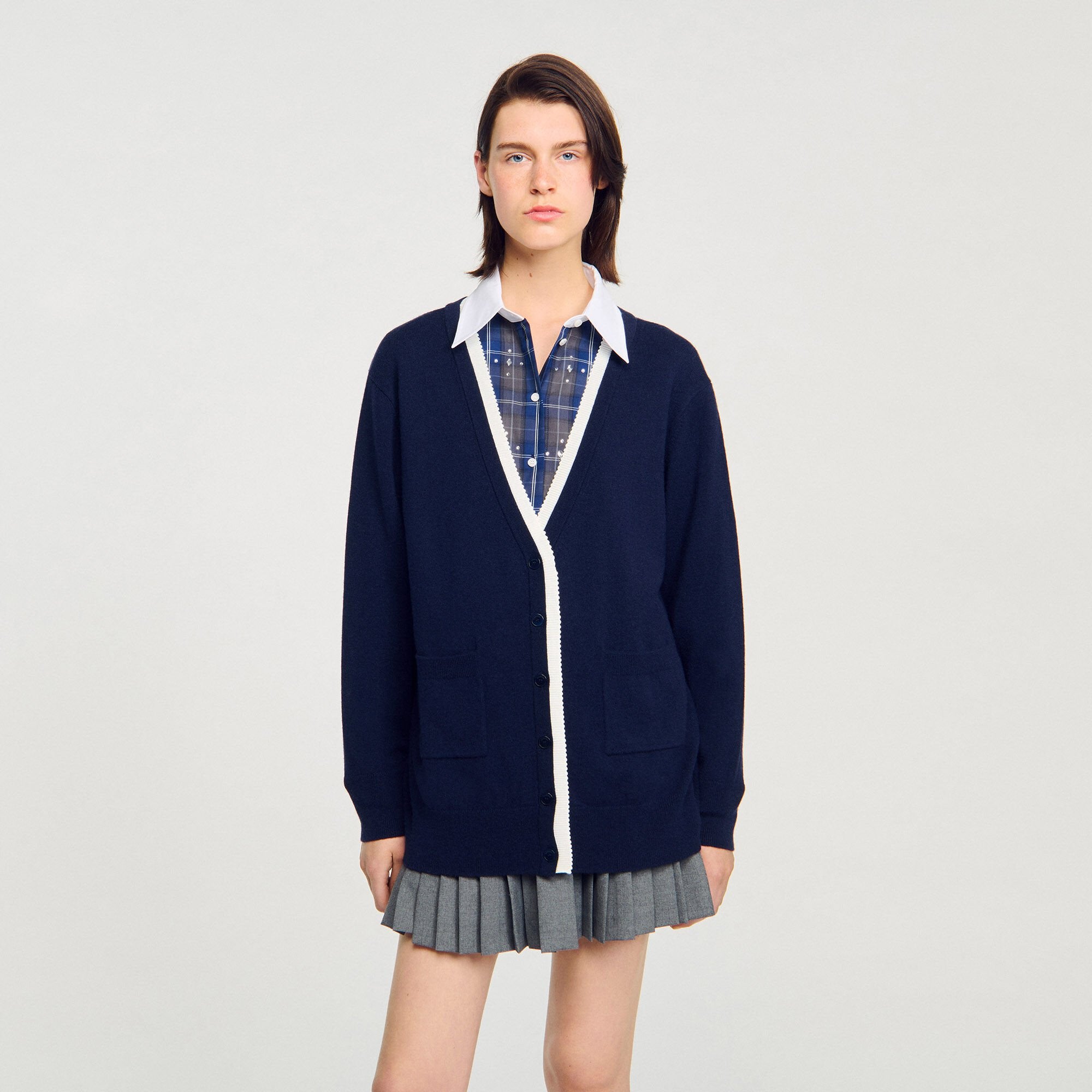 Sandro Women Long two-tone cardigan
