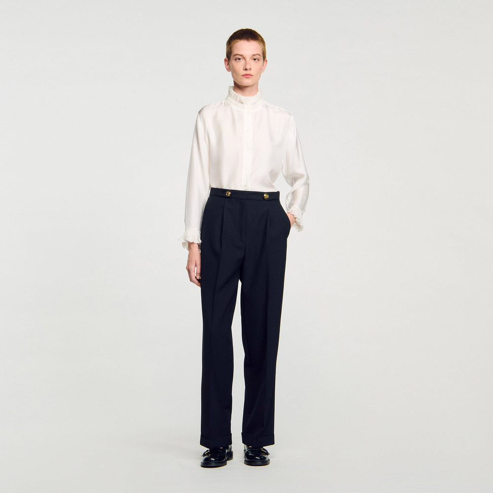 Sandro Women Silk shirt with gathered collar