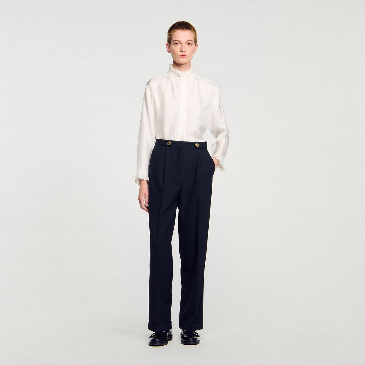 Sandro Women Silk shirt with gathered collar