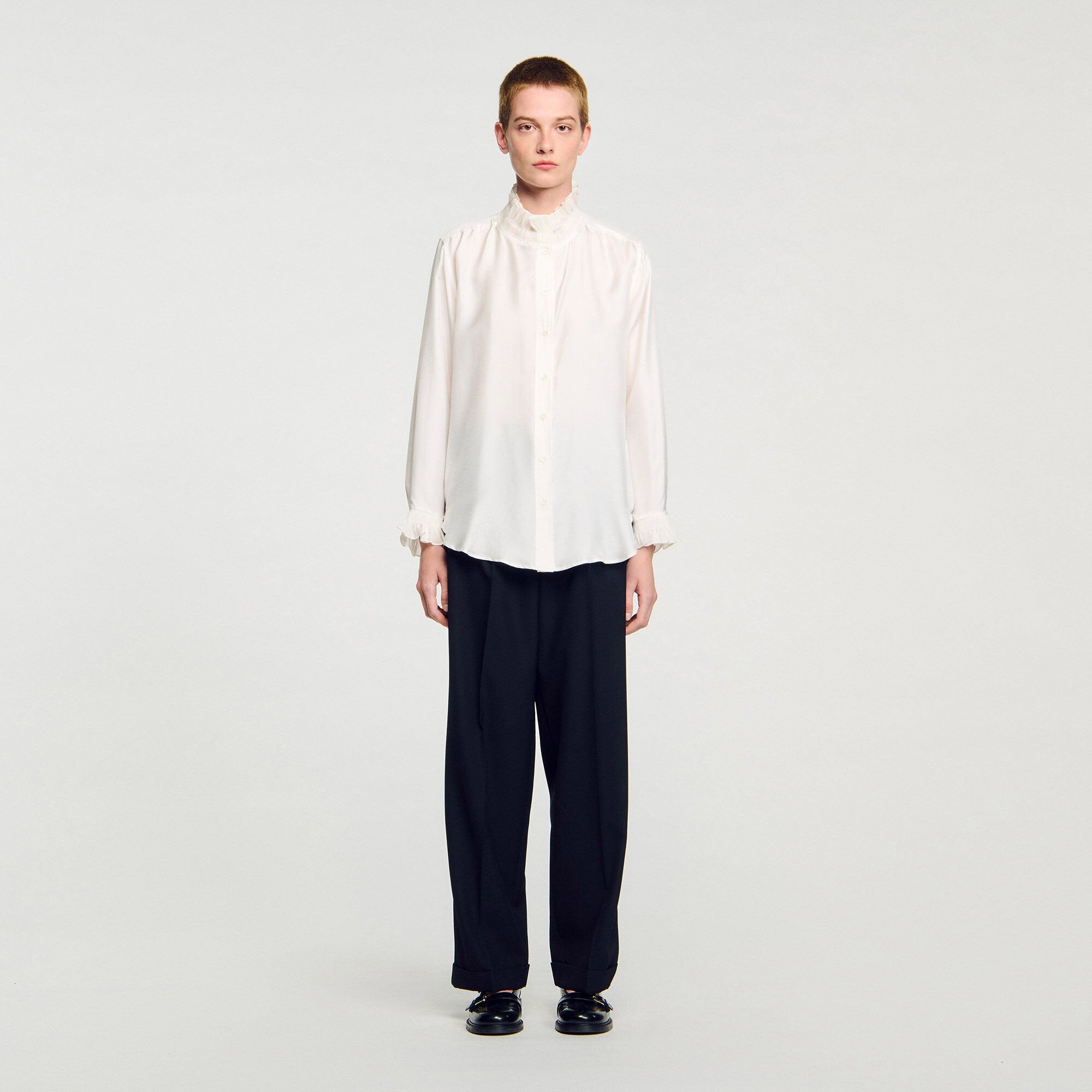 Sandro Women Silk shirt with gathered collar