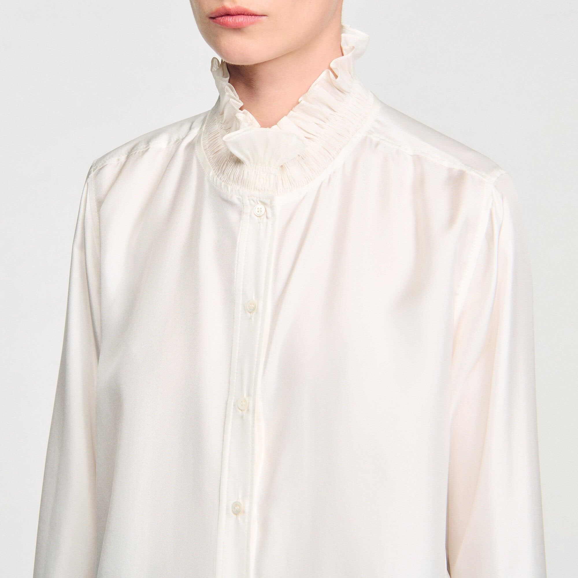Sandro Women Silk shirt with gathered collar