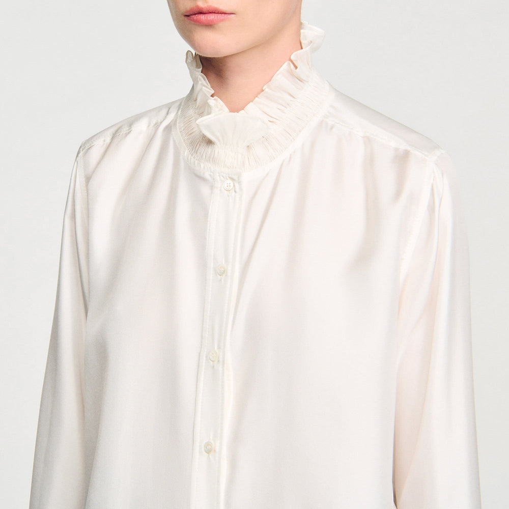 Sandro Women Silk shirt with gathered collar