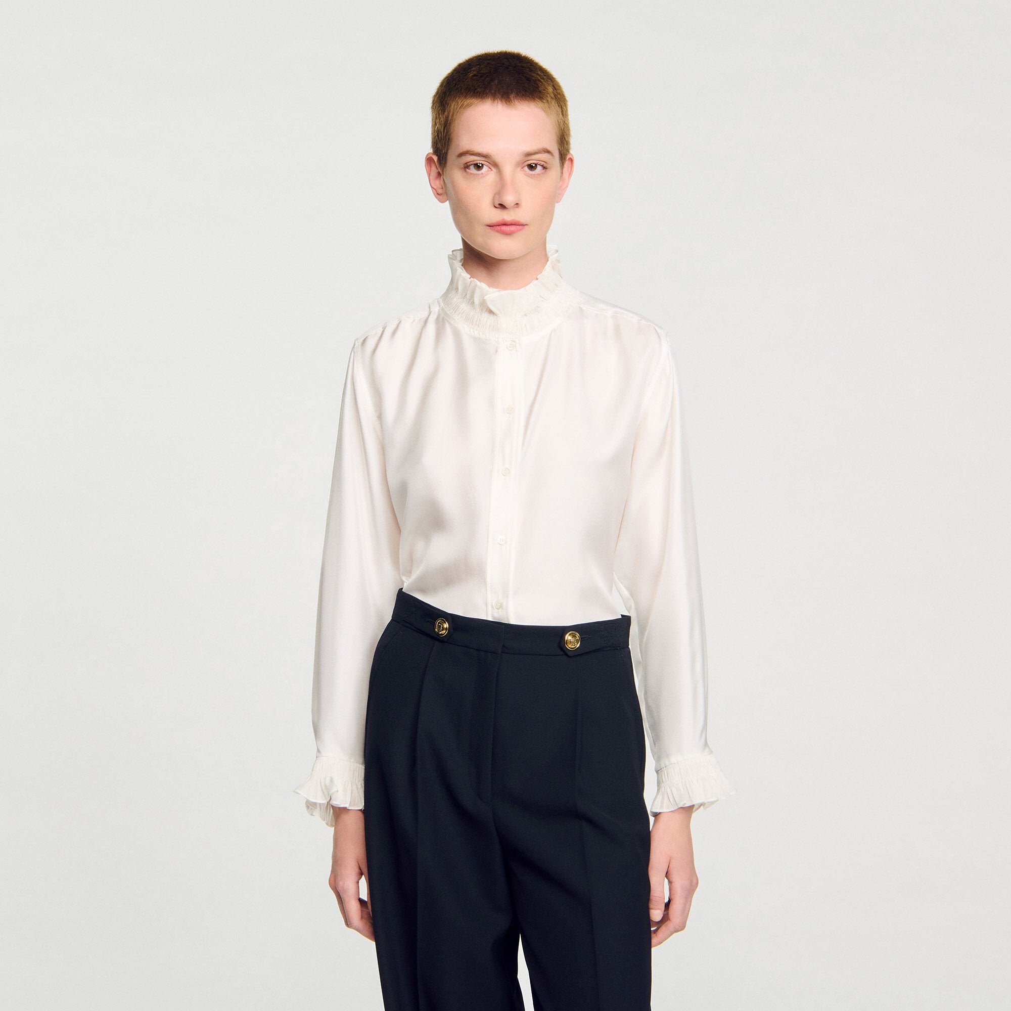 Sandro Women Silk shirt with gathered collar