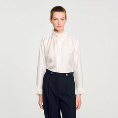 Sandro Women Silk shirt with gathered collar