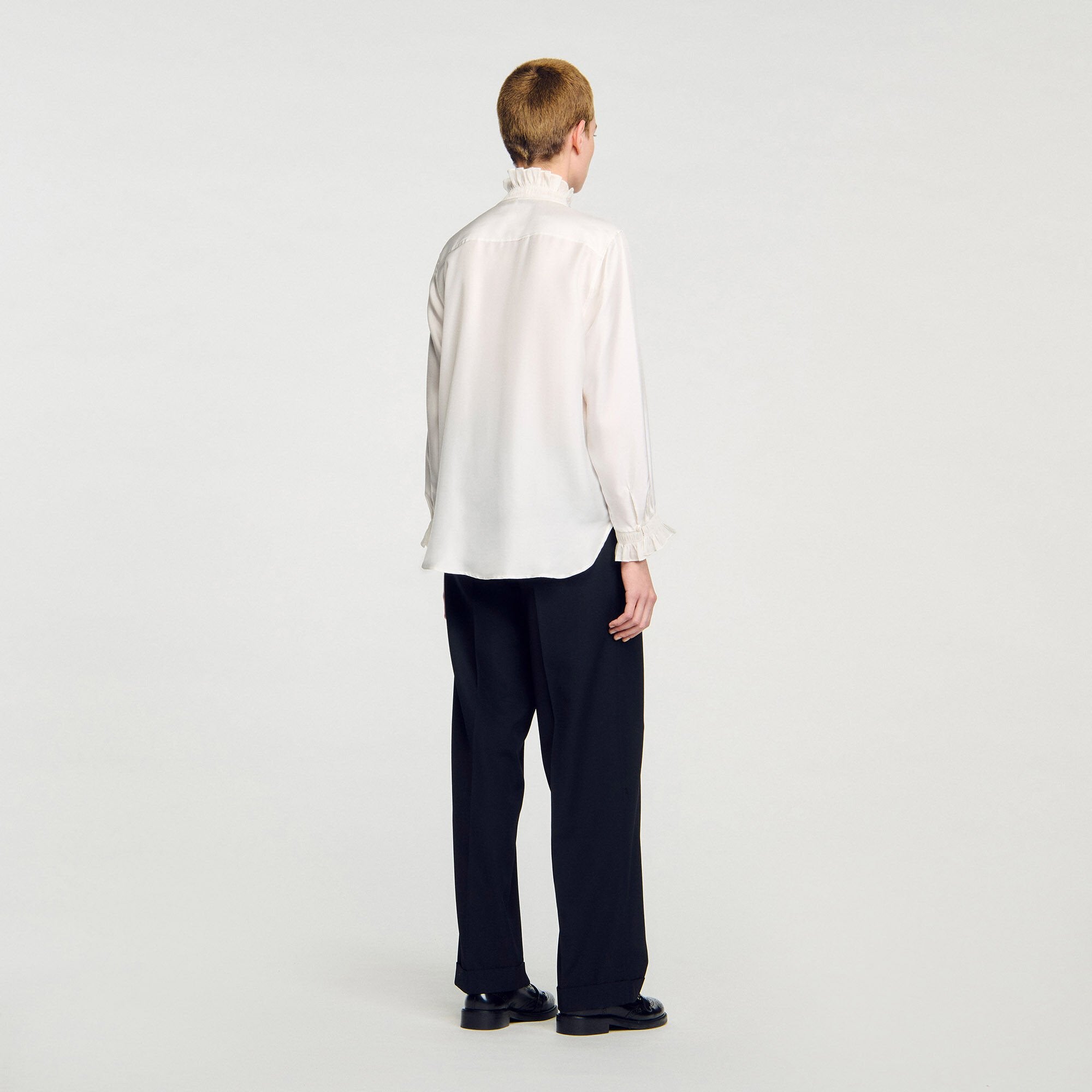 Sandro Women Silk shirt with gathered collar