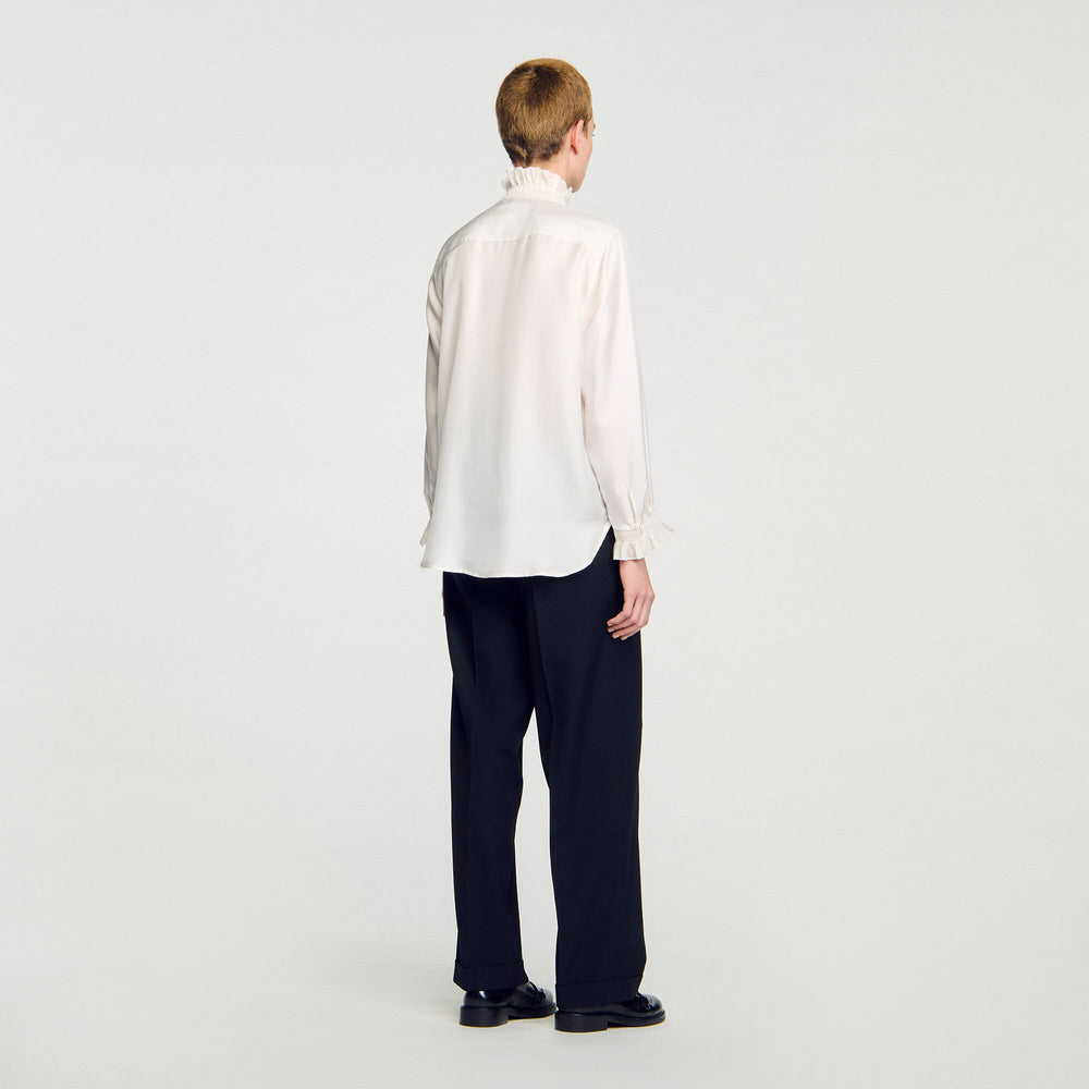 Sandro Women Silk shirt with gathered collar